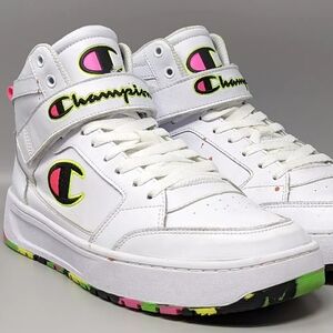 Champion Women's Shoes Sneakers White Pink Green Scarlet Drome 19 Hi